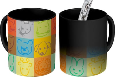 Magische Mok - Foto op Warmte Mokken - Koffiemok - Dieren - Patronen - Kinderen - Regenboog - Magic Mok - Beker - 350 ML - Theemok