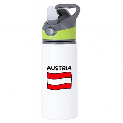 Hacebo® - Austria vlag waterfles met rietje groen - Oostenrijk - reizigers - toerist - verjaardagscadeau - souvenir - vakantie - water fles - 650ML