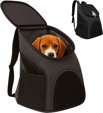 Lomera Hondenrugzak - Kattenrugzak - Draagtas Hond - Reistas Kat - Tot - Donkergrijs - Nylon En Polyester - Lucht Doorlatend - Verstelbare Banden - Uitneembare Bodem - Opbergvakken - Geschikt Voor Honden En Katten