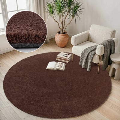 Muratap Comfy premium rond luxe effen vloerkleed wasbaar uni 160 cm rond