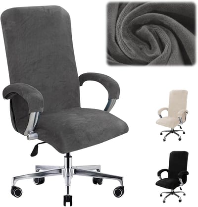 Verwisselbare Stoelhoes voor Kantoorstoelen met Armleuningen - Geschikt voor Draaisteunen, Bescherming en Stijl (Grijs, L)