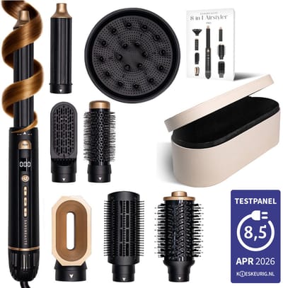 Sansbeauté® 8-in-1 Airstyler met Diffuser en Opbergdoos - Multistyler - Hairwrap - Föhnborstel Kort Haar - Haarkruller - Haarstyler - Haardroger - Warmteborstel - Krulborstel - Krultang - Haarstijler - Stijlborstel - 5 in 1 Hairstyler