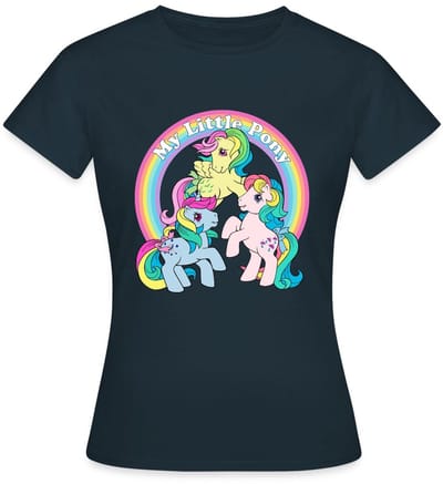 My Little Pony Retro Kleurige Ponys Met Regenboog T-Shirt Dames
