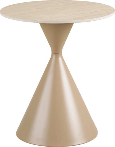 Artichok Anisa Metalen Bijzettafel Met Keramiek Blad Beige - Zand - Travertin - Ø50