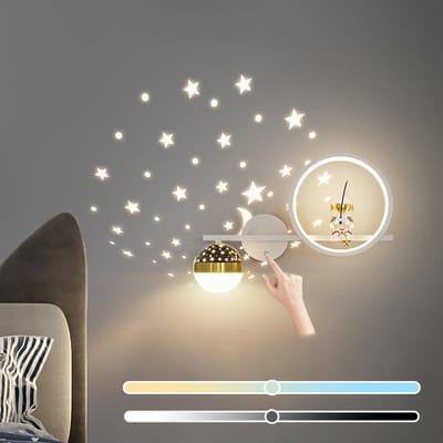 Dimbare LED Wandlamp voor Kinderkamer met Aanraakschakelaar - Nacht- en Leeslamp Sterrenhemel