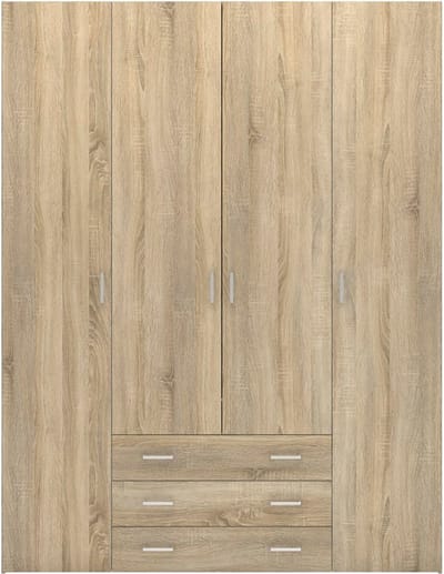 Spell Kledingkast - 200.4 cm hoog - 4 deuren en 3 lades - Eiken decor