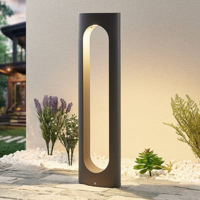 Lucande - LED buitenlamp - 1licht - drukgegoten aluminium, kunststof - H: 65 cm - donkergrijs - Inclusief lichtbron