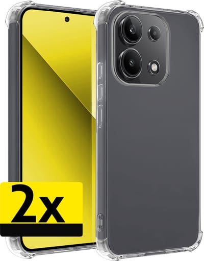 Hoesje - 2 Stuks - Geschikt voor Xiaomi Redmi Note 13 4G - Sterk & Shockproof - Siliconen Case - Back Cover - Telefoon Hoes Shock Proof - Telefoonhoesjes - Transparant