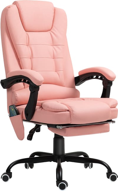 Vinsetto-Massagestuhl-Kunstleder, Schaumstoff-67B x 67T x 111-121H cm-Rosa