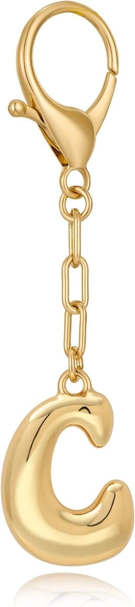 Sleutelhanger met Initiaal - Chunky Gouden Bubbelletter - Persoonlijk en Uniek - Perfect voor Tassen - ShopVlot