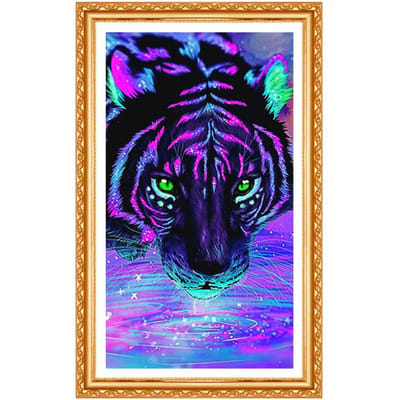 Diamant borduurwerk dieren tijger 5d diy diamant schilderij volledige ronde diamant schilderij 20X30CM black