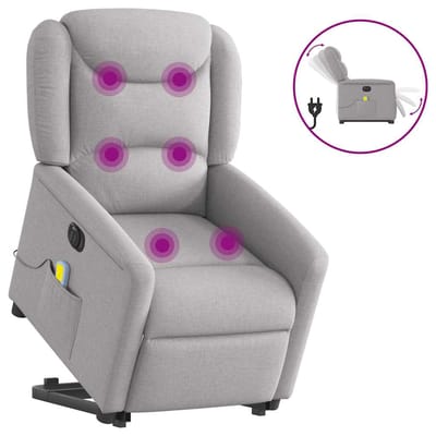 vidaXL - Sta-op-massagestoel - elektrisch - verstelbaar - stof - wolk - grijs
