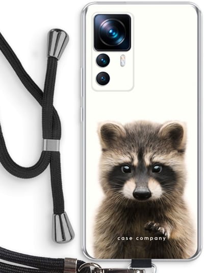Case Company® - Hoesje met koord geschikt voor Xiaomi 12T hoesje met Koord - Rocco - Telefoonhoesje met Zwart Koord - Bescherming aan alle Kanten en Over de Schermrand