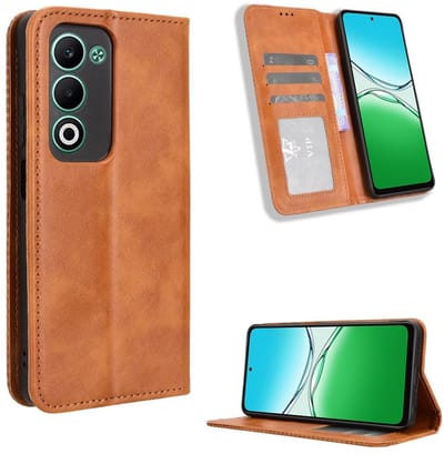Coverup Hoesje - Geschikt voor OPPO A5 5G Hoesje - Coverup Vintage Style Book Case - Bruin