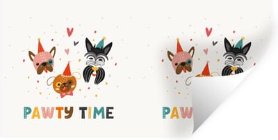 Muurstickers - Sticker Folie - Spreuken - Honden - Quotes - Pawty time - 40x20 cm - Plakfolie - Muurstickers Kinderkamer - Zelfklevend Behang - Zelfklevend behangpapier - Stickerfolie