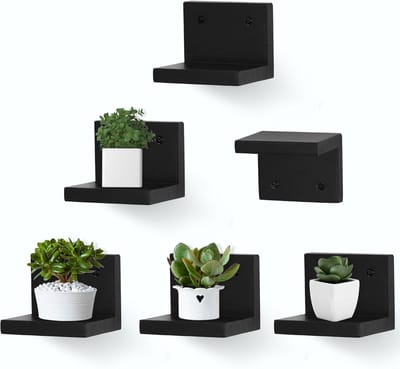 Klein zwevend wandrek set van 6 stuks - Mini planken voor kleine figuren, planten en verzamelobjecten - Wandplanken voor slaapkamer, woonkamer en badkamer
