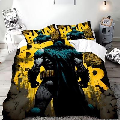Dekbedovertrek Cartoon B-Batmans Kussensloop Beddengoed Set Volwassen Jongen Meisje Slaapkamer Decoratie Kinder Cadeau Enkel Dubbel Groot Formaat AU Queen(210*210cm)3pcs