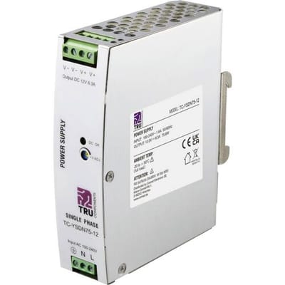 TRU COMPONENTS TC-13804588 DIN-rail netvoeding 12 V/DC 6.3 A 75.6 W Aantal uitgangen:1 x Inhoud 1 stuk(s)