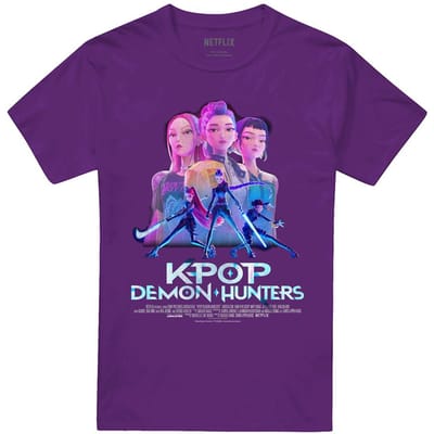 K-Pop Demon Hunters Unisex Volwassenen Huntr/X Poster T-Shirt (Paars)