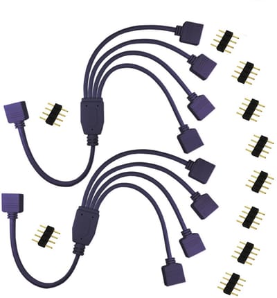 4-polige led splitter voor RGB ledstrips - 1 naar 4 verbinding - 30 cm zwart