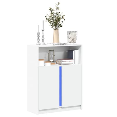 vidaXL - Dressoir - met - LED - 77x34x100 - cm - bewerkt - hout - wit