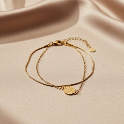 Armband goudkleurig - Rijkdom symbool - Stainless steel - Roestvrij staal - Dames armband - SK Sieraden - Verstelbaar