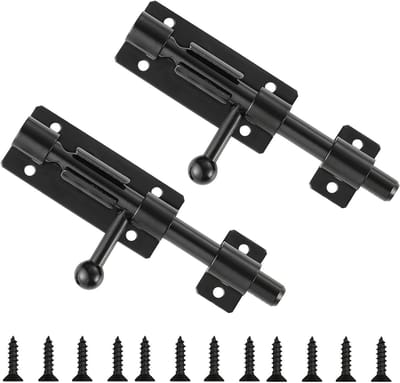 JGS Premium - 2-pack RVS deurvergrendelingen met hangslotgat - zwart - schuifslot - 102 cm
