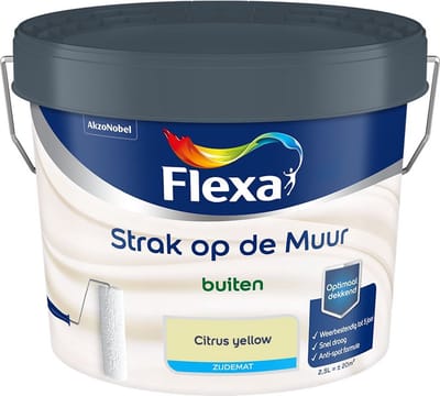 Flexa - Strak Op De Muur Buiten Zijdemat - Citrus Yellow - Mengverf - 2,5 L