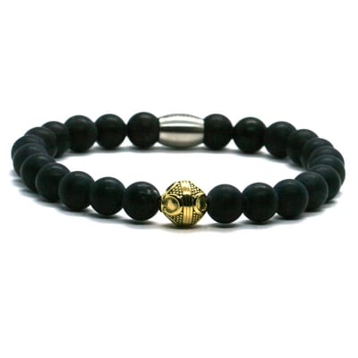 Heren armband onyx - goud RVS - IbizaMen