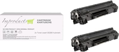 Improducts® Toner - Alternatief Hp 85A (CE285A) toner XL Zwart 2x nieuw type chip
