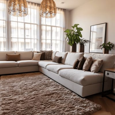Hoogpolig vloerkleed Fender taupe - 160 x 230 cm - (M)