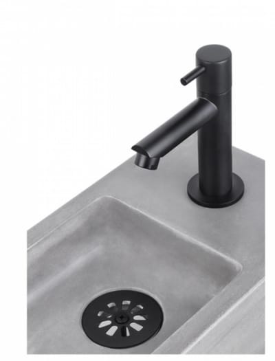 Toilet wasbakje met zwart metalen beugel incl kraan afvoerplug en sifon