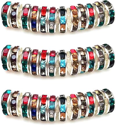 Kralen, rondelle, 8 mm, sieraden, strass, tussenkralen voor sieraden, armbanden, halskettingen, 100 stuks, zilver/meerkleurig