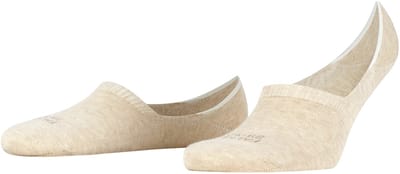 FALKE Step High Cut onzichtbar eenkleurig katoen footies heren beige - maat 39-42
