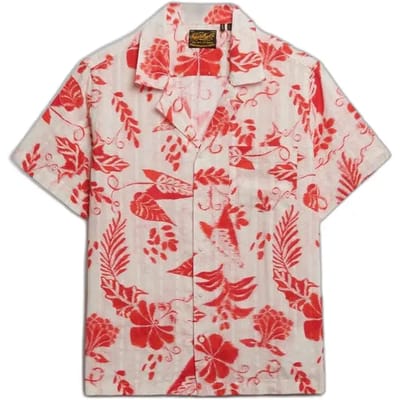 Superdry Beach Printed Overhemd met Korte Mouwen Red Grootte: 40