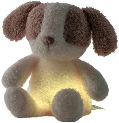 Nattou TEDDY Baby Nachtlampje Hond - 19 cm - Zachte baby knuffel - Baby cadeau - Beige