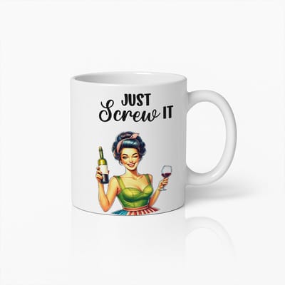 330ml Just Screw It Wijnliefhebber Koffiemok – Leuke Vintage Vrouw Ontwerp – Perfect Cadeau Voor Wijnliefhebbers