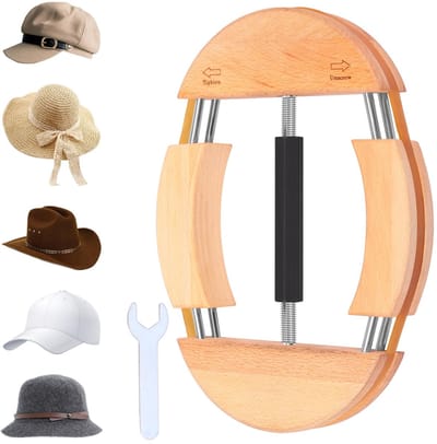 carmdering - Hoed stretcher - houten hoedvergroter verstelbaar - 4 richtingen - voor cowboyhoeden, fedora en petten - natuurhout