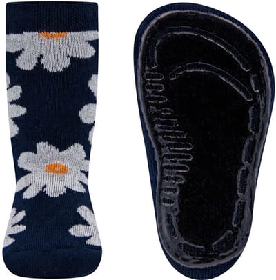 Antislipsokken Ewers - Donkerblauw met Witte Margrieten - Elastisch - Siliconenzool-25/26