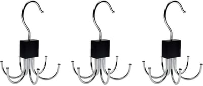 Dailygoods- Haken 3-delige set - Draaibare Riemhanger - Hexagonale Haken - Garderobe Accessoires - Opbergen Sokken/Riemen - Houten/Metalen Materialen - Opberghaak