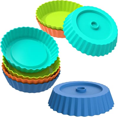 Mini Quiche Dishes 12.7cm - Set van 8 Silicone Cake Molds voor Perfecte Taartjes en Desserts