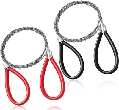Kabelzaag Set - Draadzaag Touwzaag - Pijpen Zagen - Roestvrij Staal - 60 cm Bladlengte - Rood Zwart