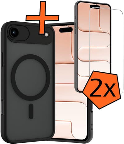 Hoes - Met 2x Screenprotector - Geschikt voor Apple iPhone Air - Magsafe Compatible - Sterk & Shockproof - Back Cover - Shock Proof Case - Telefoon Hoes - Zwart