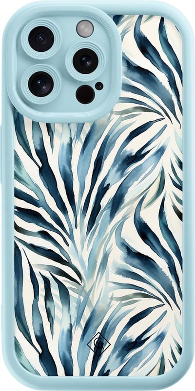 Casimoda® hoesje - Geschikt voor iPhone 15 Pro Max - Japandi Waves - Effen telefoonhoesje met lensbescherming - Siliconen/TPU - Backcover - Blauw