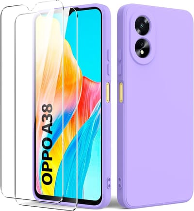 Geschikt voor Oppo A38 4G - Schokbestendig - Met 2 gehard glas - Back Cover Hoesje - Paars