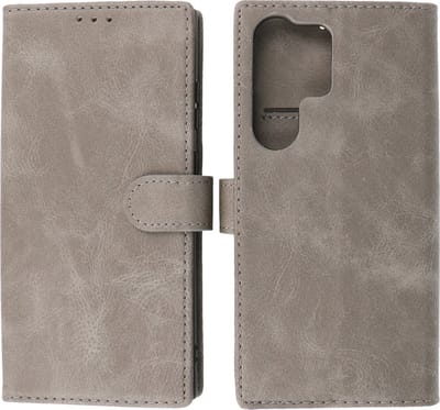 Hoesje Geschikt voor Samsung Galaxy S23 Ultra - Book Case Portemonnee Telefoonhoesje - Grijs
