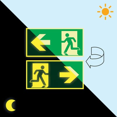 Extra lichtgevend nooduitgang bord - dubbelzijdig - kunststof 300 x 150 mm