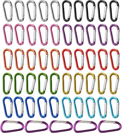 55 Stuks Mini Carabiner Haken, Lichtgewicht Aluminium Haakjes voor Sleutelhangers, Duurzaam en Ideaal voor Kamperen, Vissen, Wandelen en Reizen