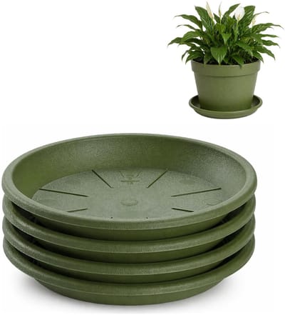 Plasticforte plantenpot onder schotel / water opvang schaal - 4x - groen - Dia 20 cm - Kunststof - voor pot met Dia 25/30 cm