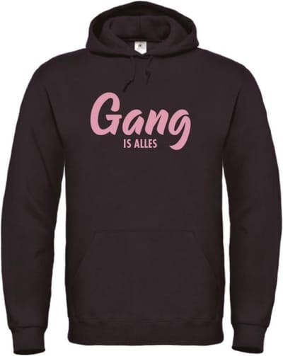 Gang is alles wintersport hoodie zwart M - roze - soBAD. | Foute apres ski outfit | kleding | verkleedkleren | wintersporttruien | wintersport dames en heren